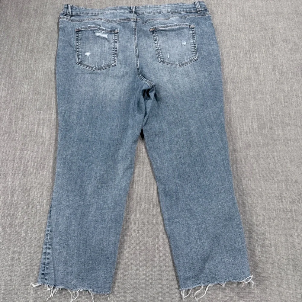 Maurices‎ M Jeans Womens 24W Slim Straight High Rise Distressed Raw Hem Denim